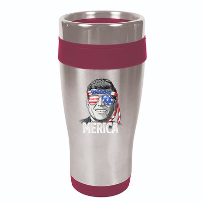 Kennedy Merica 4th Of July President Jfk American Flag 16oz Travel Tumbler