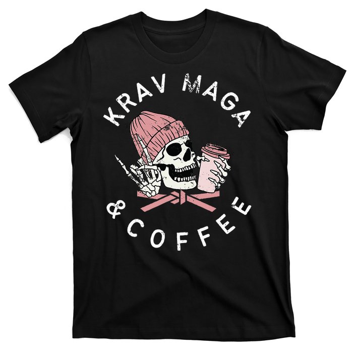 Krav Maga And Coffee Beanie Rock Vintage Skull T-Shirt