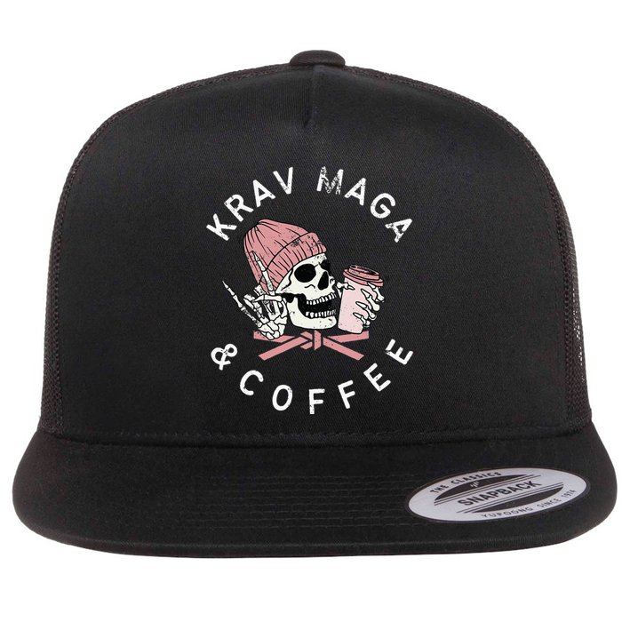 Krav Maga And Coffee Beanie Rock Vintage Skull Flat Bill Trucker Hat