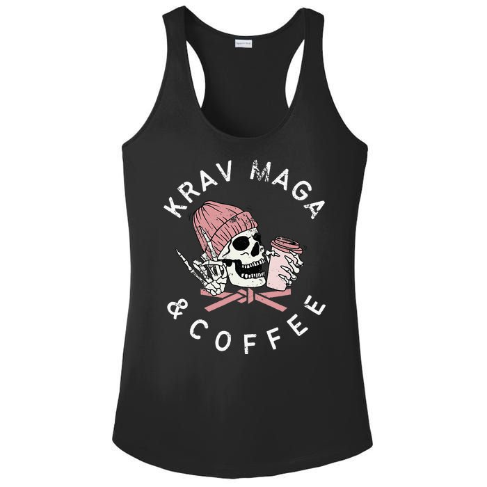 Krav Maga And Coffee Beanie Rock Vintage Skull Ladies PosiCharge Competitor Racerback Tank