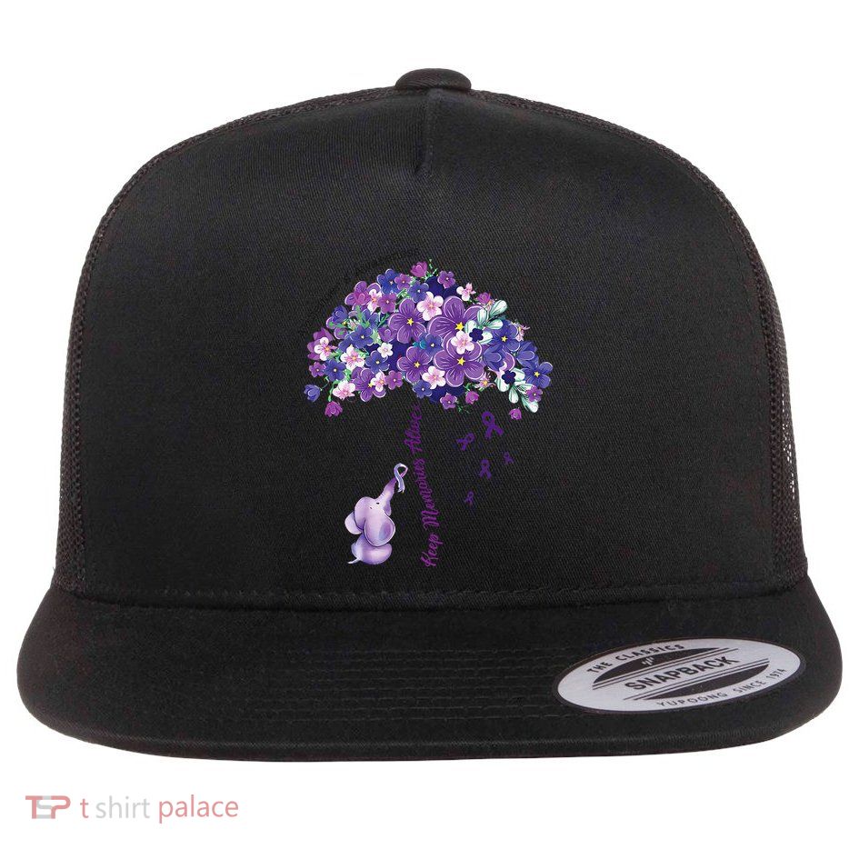 Keep Memories Alive Purple Elephant AlzheimerS Awareness Flat Bill Trucker Hat
