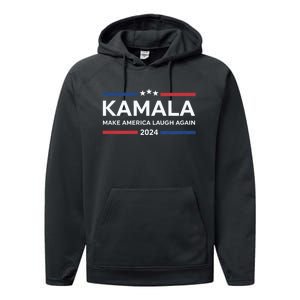 Kamala Make America Laugh Again American Flag 2024 Performance Fleece Hoodie