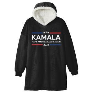 Kamala Make America Laugh Again American Flag 2024 Hooded Wearable Blanket