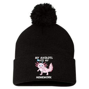 Kawaii My Axolotl Ate My Homework Cute Axolotl Girls Pom Pom 12in Knit Beanie