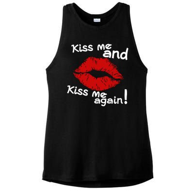 Kiss Me And Kiss Me Again Lips Cute Gift Ladies PosiCharge Tri-Blend Wicking Tank