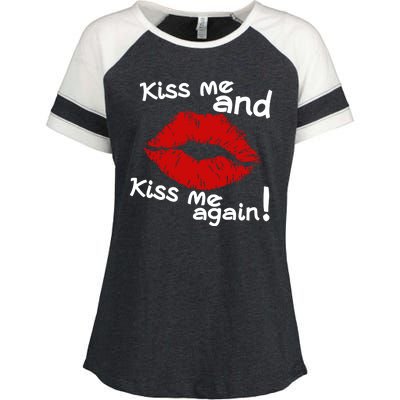 Kiss Me And Kiss Me Again Lips Cute Gift Enza Ladies Jersey Colorblock Tee