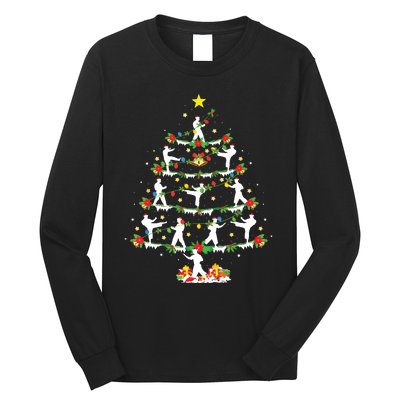 Karate Martial Art Lover Xmas Lighting Karate Christmas Tree Long Sleeve Shirt