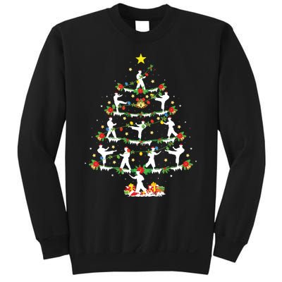 Karate Martial Art Lover Xmas Lighting Karate Christmas Tree Sweatshirt