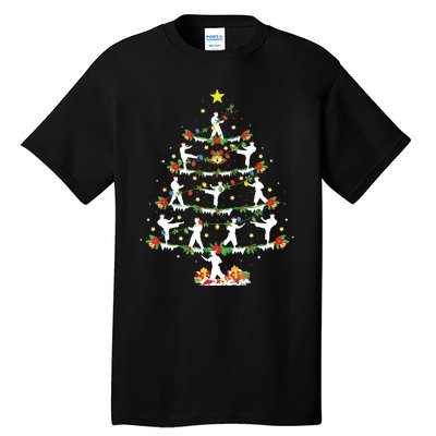 Karate Martial Art Lover Xmas Lighting Karate Christmas Tree Tall T-Shirt