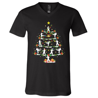 Karate Martial Art Lover Xmas Lighting Karate Christmas Tree V-Neck T-Shirt