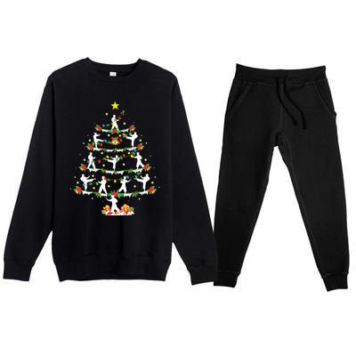 Karate Martial Art Lover Xmas Lighting Karate Christmas Tree Premium Crewneck Sweatsuit Set