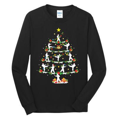 Karate Martial Art Lover Xmas Lighting Karate Christmas Tree Tall Long Sleeve T-Shirt