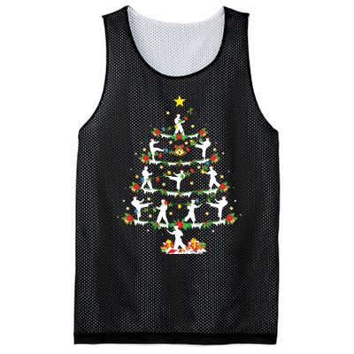 Karate Martial Art Lover Xmas Lighting Karate Christmas Tree Mesh Reversible Basketball Jersey Tank