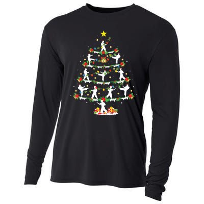 Karate Martial Art Lover Xmas Lighting Karate Christmas Tree Cooling Performance Long Sleeve Crew