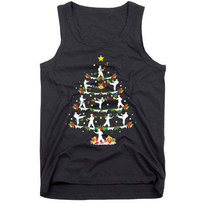 Karate Martial Art Lover Xmas Lighting Karate Christmas Tree Tank Top