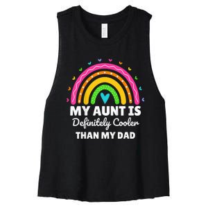 kid My Aunt Is Definitely Cooler Than My Dad Auntie Niece Nephew Women's Racerback Cropped Tank