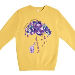 Keep Memories Alive Purple Elephant AlzheimerS Awareness Premium Crewneck Sweatshirt