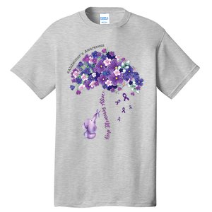 Keep Memories Alive Purple Elephant AlzheimerS Awareness Tall T-Shirt