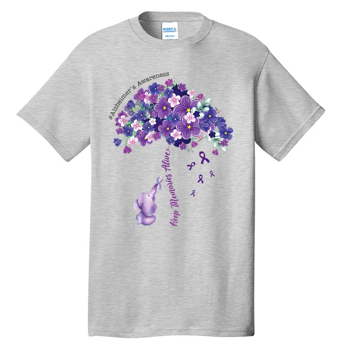 Keep Memories Alive Purple Elephant AlzheimerS Awareness Tall T-Shirt