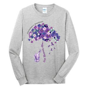 Keep Memories Alive Purple Elephant AlzheimerS Awareness Tall Long Sleeve T-Shirt