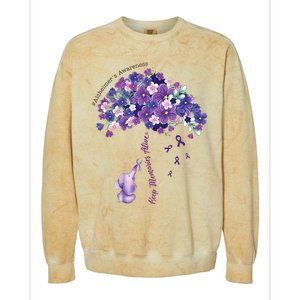 Keep Memories Alive Purple Elephant AlzheimerS Awareness Colorblast Crewneck Sweatshirt