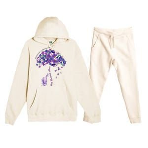 Keep Memories Alive Purple Elephant AlzheimerS Awareness Premium Hooded Sweatsuit Set