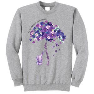 Keep Memories Alive Purple Elephant AlzheimerS Awareness Tall Sweatshirt