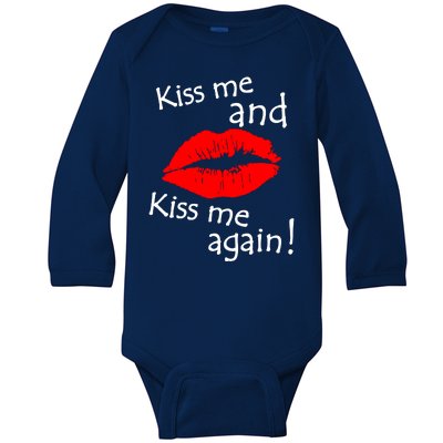 Kiss Me And Kiss Me Again Nadal Funny Kissing Baby Long Sleeve Bodysuit