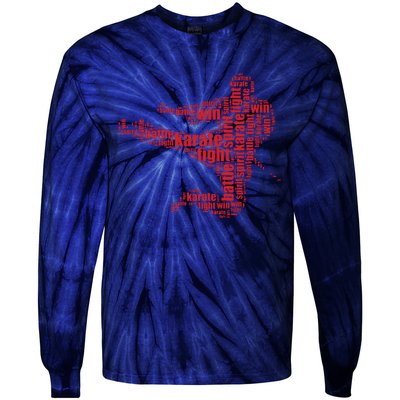 Karate Martial Arts Word Cloud Tie-Dye Long Sleeve Shirt