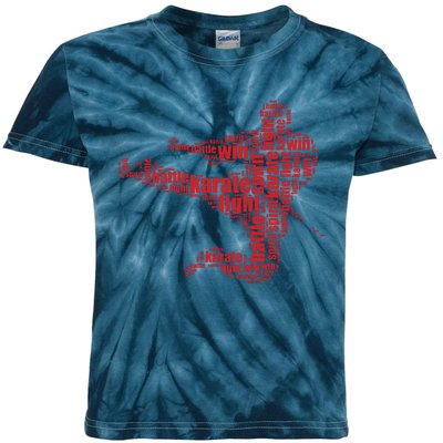 Karate Martial Arts Word Cloud Kids Tie-Dye T-Shirt