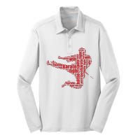 Karate Martial Arts Word Cloud Silk Touch Performance Long Sleeve Polo