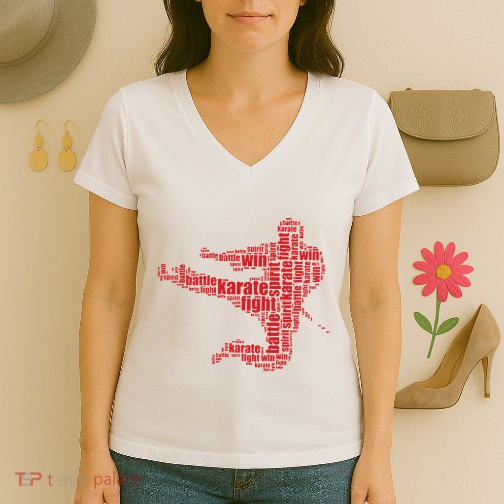Karate Martial Arts Word Cloud Women's V-Neck T-Shirt