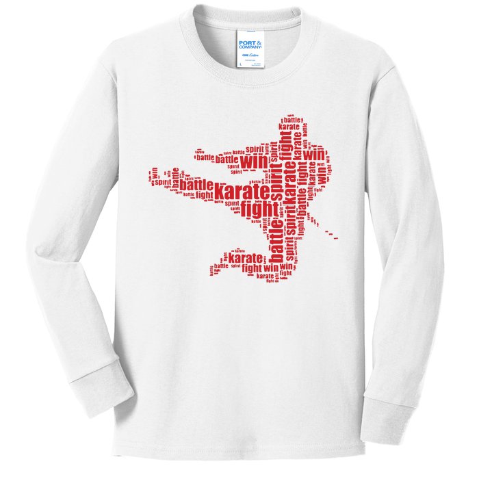 Karate Martial Arts Word Cloud Kids Long Sleeve Shirt