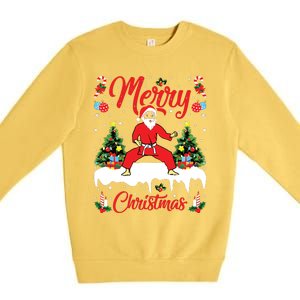 Karate Martial Art Lover Xmas Santa Playing Karate Christmas Premium Crewneck Sweatshirt