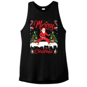 Karate Martial Art Lover Xmas Santa Playing Karate Christmas Ladies PosiCharge Tri-Blend Wicking Tank