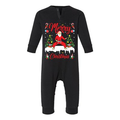 Karate Martial Art Lover Xmas Santa Playing Karate Christmas Infant Fleece One Piece