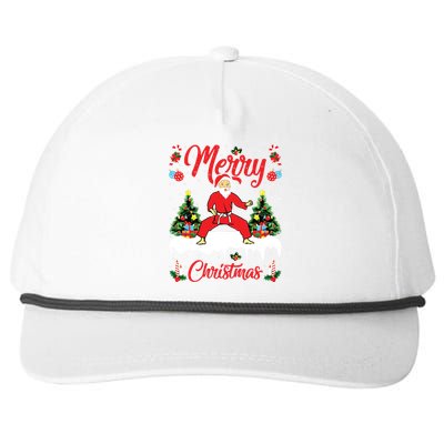 Karate Martial Art Lover Xmas Santa Playing Karate Christmas Snapback Five-Panel Rope Hat