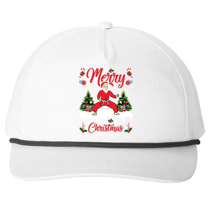 Karate Martial Art Lover Xmas Santa Playing Karate Christmas Snapback Five-Panel Rope Hat