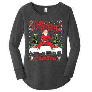 Karate Martial Art Lover Xmas Santa Playing Karate Christmas Women's Perfect Tri Tunic Long Sleeve Shirt