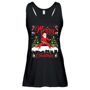 Karate Martial Art Lover Xmas Santa Playing Karate Christmas Ladies Essential Flowy Tank