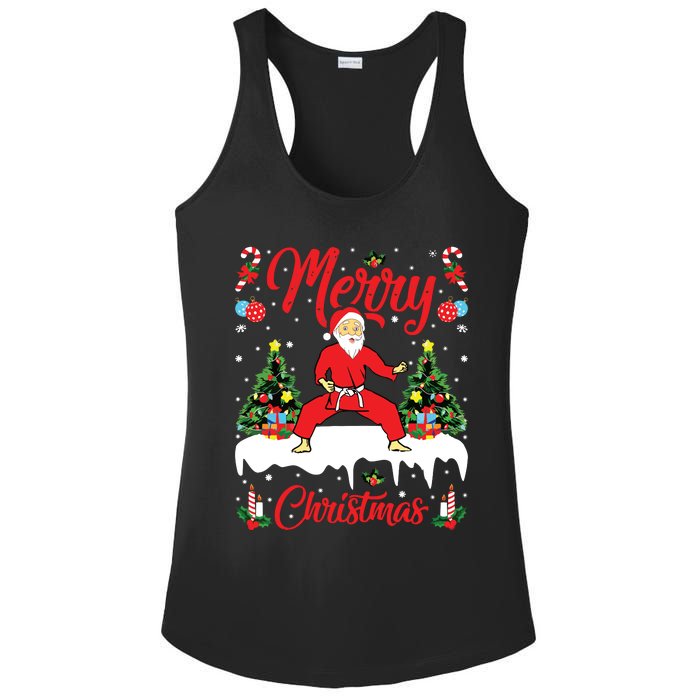 Karate Martial Art Lover Xmas Santa Playing Karate Christmas Ladies PosiCharge Competitor Racerback Tank