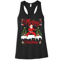 Karate Martial Art Lover Xmas Santa Playing Karate Christmas Women's Racerback Tank