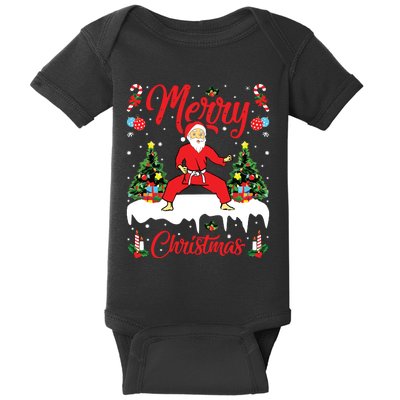 Karate Martial Art Lover Xmas Santa Playing Karate Christmas Baby Bodysuit