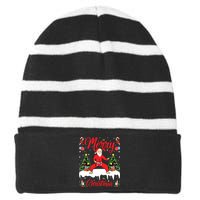 Karate Martial Art Lover Xmas Santa Playing Karate Christmas Striped Beanie with Solid Band