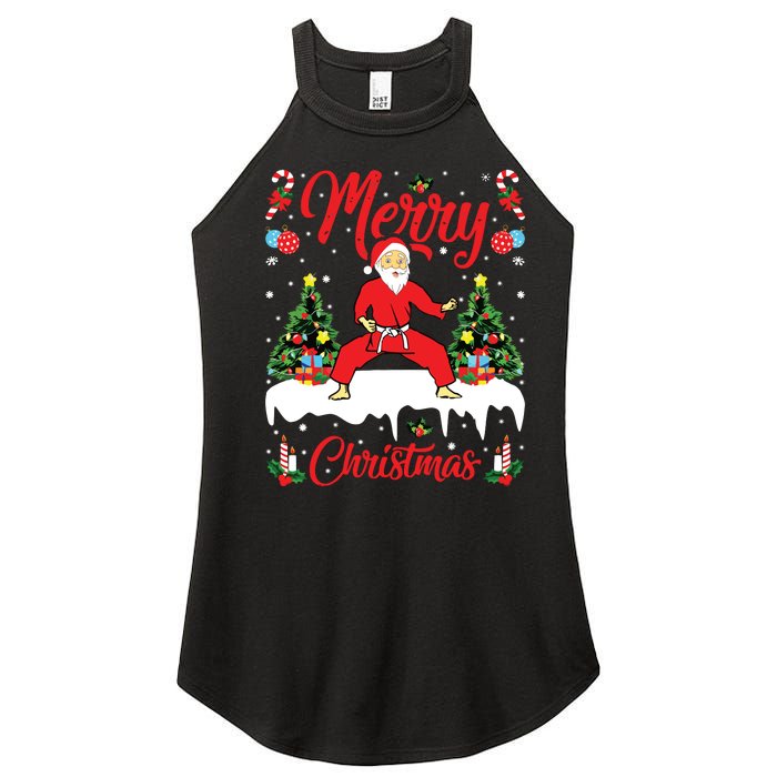 Karate Martial Art Lover Xmas Santa Playing Karate Christmas Women's Perfect Tri Rocker Tank