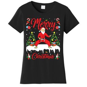 Karate Martial Art Lover Xmas Santa Playing Karate Christmas Women's T-Shirt