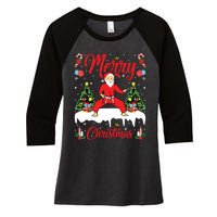 Karate Martial Art Lover Xmas Santa Playing Karate Christmas Women's Tri-Blend 3/4-Sleeve Raglan Shirt