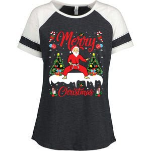 Karate Martial Art Lover Xmas Santa Playing Karate Christmas Enza Ladies Jersey Colorblock Tee