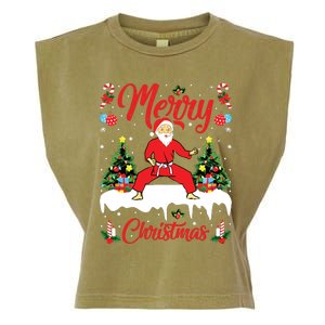 Karate Martial Art Lover Xmas Santa Playing Karate Christmas Garment-Dyed Women's Muscle Tee