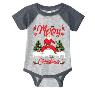 Karate Martial Art Lover Xmas Santa Playing Karate Christmas Infant Baby Jersey Bodysuit